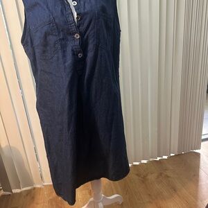 Laura Scott Blue Button-Up Midi Dress